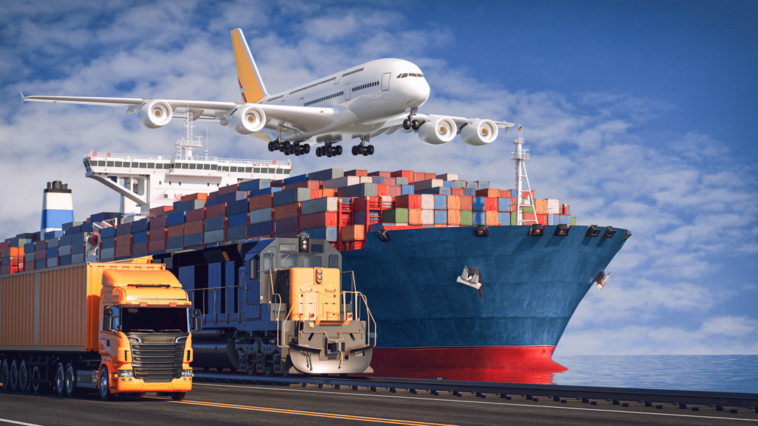 Cargo pick-up at a logistics hub.